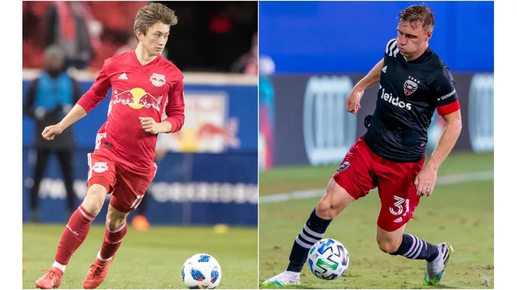 New York Red Bulls vs DC United: Ben Mines of NY Red Bulls and Julian Gressel of DC United (Getty).