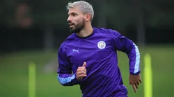 Manchester City's Sergio Kun Agüero during a training session (Getty).