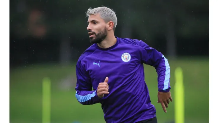 Manchester City's Sergio Kun Agüero during a training session (Getty).