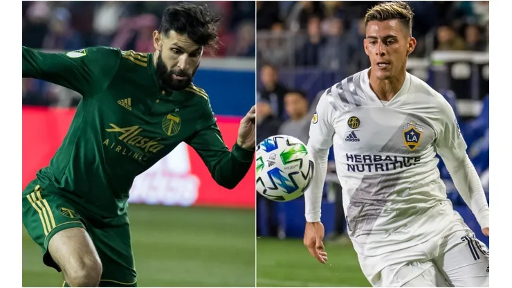 Portland Timbers vs. LA Galaxy: Diego Valeri (left) and Cristian Pavón. (Getty)