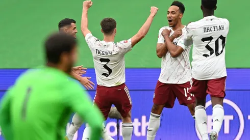 Aubameyang scored the first goal vs. Liverpool. (Getty)