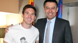 Barcelona's star Lionel Messi and club's president Josep Maria Bartomeu (Getty).