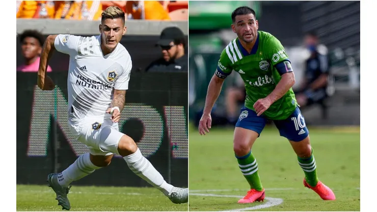 LA Galaxy vs. Seattle Sounders: Cristian Pavón of LA Galaxy and Nicolás Lodeiro of Seattle Sounders (Getty).