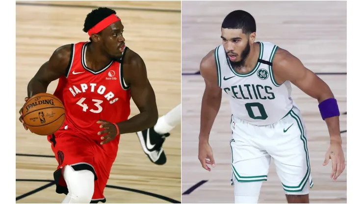 Pascal Siakam (left) and Jayson Tatum. (Getty)