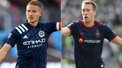 New York City FC vs. Chicago Fire FC: Alexander Ring of NYCFC (left) and Robert Beric of Chicago Fire (Getty).