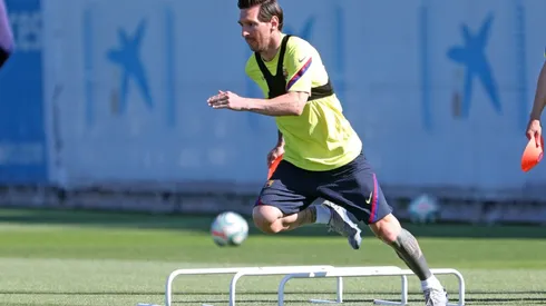 Barcelona's Lionel Messi during a training session (Getty).