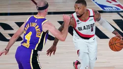 Damian Lillard guarded by Alex Caruso. (Getty)