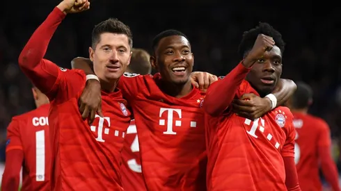 Bayern Munich's Robert Lewandowski (left), David Alaba (center) and Alphonso Davies (Getty).