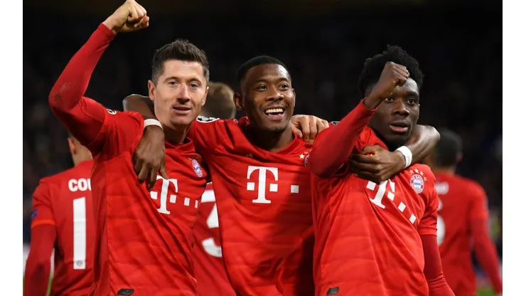 Bayern Munich's Robert Lewandowski (left), David Alaba (center) and Alphonso Davies (Getty).