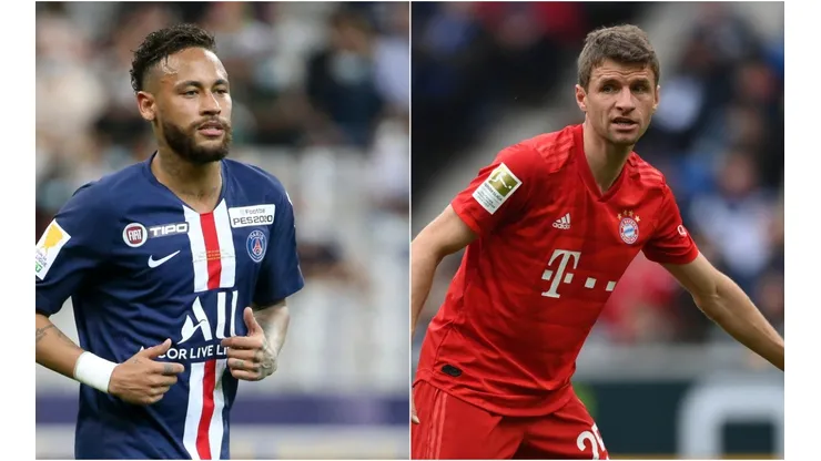 Neymar (left) and Thomas Muller. (Getty)