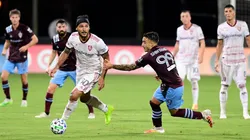 Colorado Rapids vs. Real Salt Lake: Marcelo Silva of Real Salt Lake (left) carries the ball past Andre Shinyashiki of Colorado Rapids (Getty).