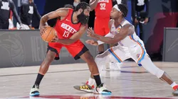 OKC's Luguentz Dort guarding James Harden. (Getty)