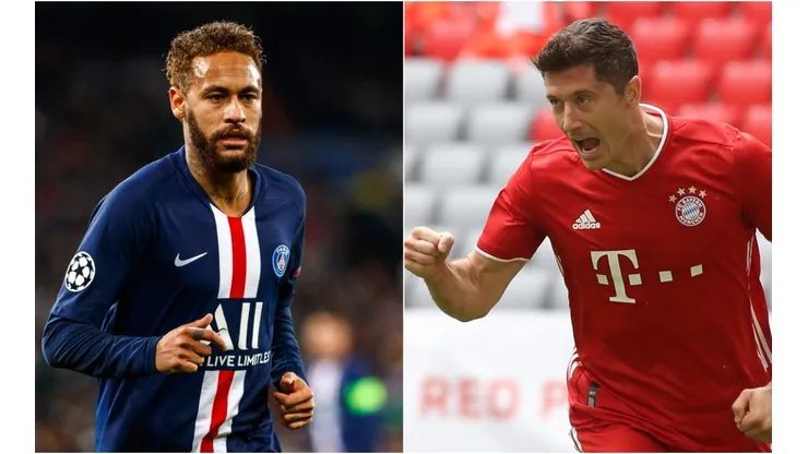 PSG vs. Bayern Munich: Neymar of PSG and Robert Lewandowski of Bayern (Getty).