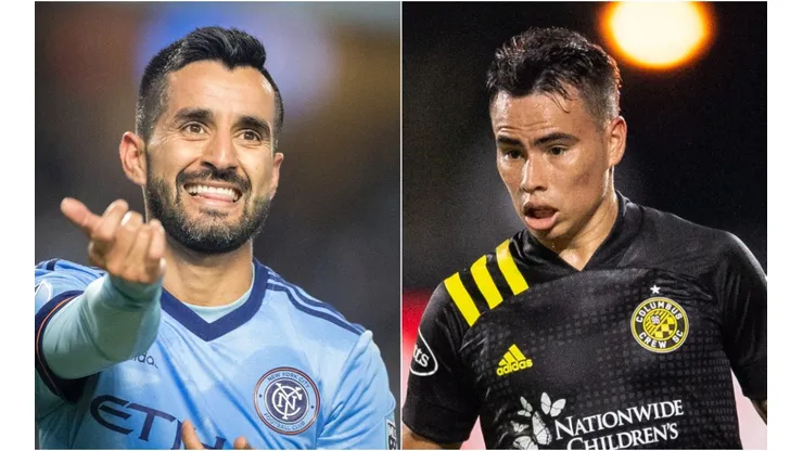 Maxi Moralez of NYCFC (Left) and Lucas Zelarayán. (Getty)