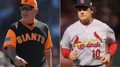 Bruce Bochy and Tony La Russa have 3 World Series titles each. (Getty)