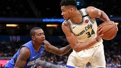 Gary Clark guarding Giannis Antetokounmpo. (Getty)