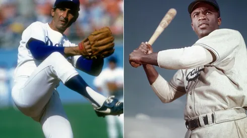 Sandy Koufax and Jackie Robinson, two of the greatest players of all time. (Getty)