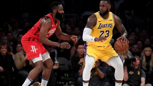 James Harden guarding LeBron James. (Getty)