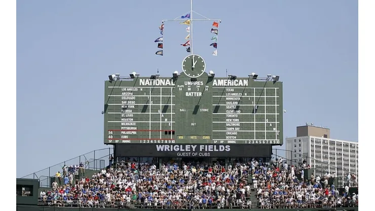 Scoreboard from a Cubs-Phillies game at Wrigley Field. (Getty)