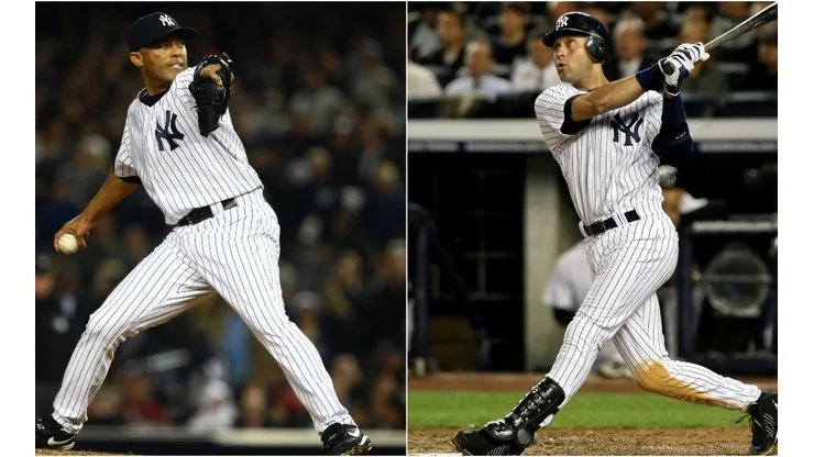 Mariano River and Derek Jeter of the New York Yankees (Getty).