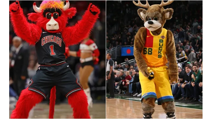 Benny the Bull & Bango of the Milwaukee Bucks. (Getty)