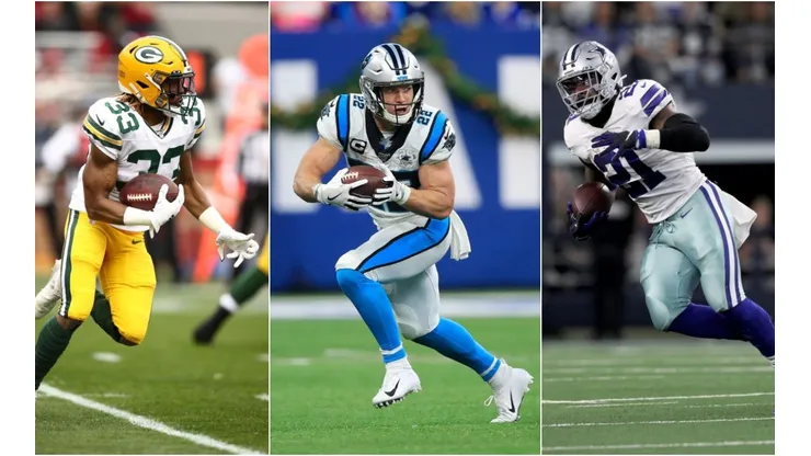 Aaron Jones, Christian McCaffrey & Ezekiel Elliott. (Getty)