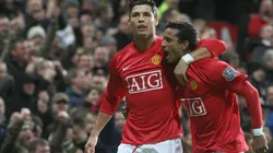 Cristiano Ronaldo and Nani celebrate after scoring for Manchester United (Getty).