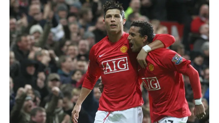 Cristiano Ronaldo and Nani celebrate after scoring for Manchester United (Getty).
