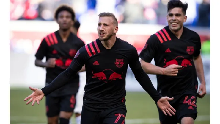 Daniel Royer of New York Red Bulls celebrates after scoring a goal (Getty).
