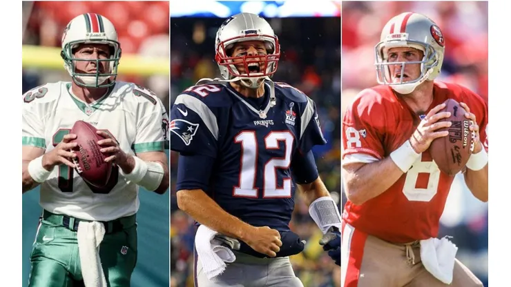 Dan Marino, Tom Brady, and Steve Young (Getty)
