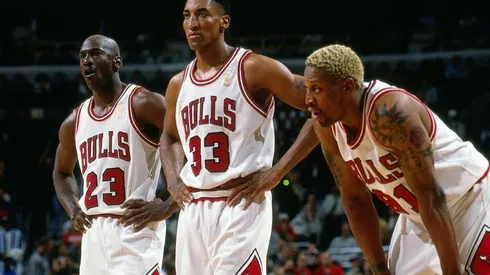 Michael Jordan, Scottie Pippen & Dennis Rodman. (Getty)