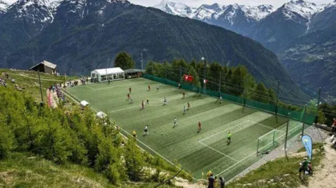 Stade Ottmar Hitzfeld is in the Swiss Alps 2,000 meters above sea level.