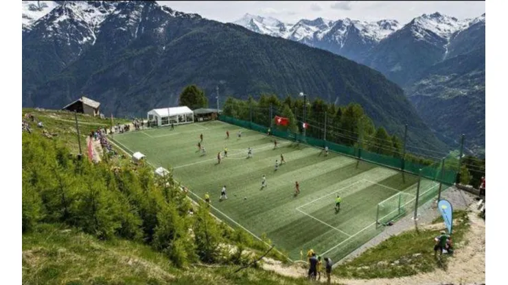Stade Ottmar Hitzfeld is in the Swiss Alps 2,000 meters above sea level.