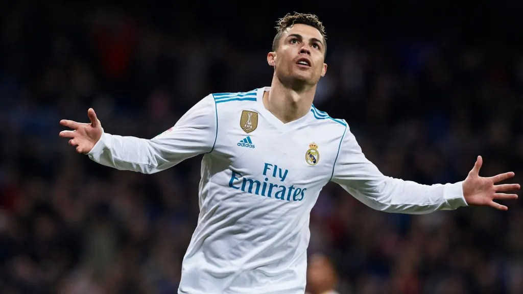 Cristiano Ronaldo of Real Madrid CF celebrates scoring their second goal during the La Liga match between Real Madrid CF and Girona. Gonzalo Arroyo Moreno/Getty Images