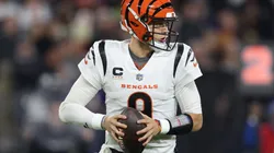Joe Burrow #9 of the Cincinnati Bengals looks to pass against the Baltimore Ravens during the second quarter of the game at M&T Bank Stadium on November 16, 2023 in Baltimore, Maryland.