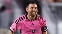 Lionel Messi #10 of Inter Miami celebrates after scoring the team's first goal against the Atlanta United during the second half at Chase Stadium on May 29, 2024 in Fort Lauderdale, Florida.