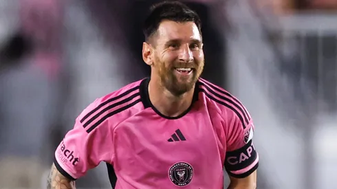 Lionel Messi #10 of Inter Miami celebrates after scoring the team's first goal against the Atlanta United during the second half at Chase Stadium on May 29, 2024 in Fort Lauderdale, Florida.
