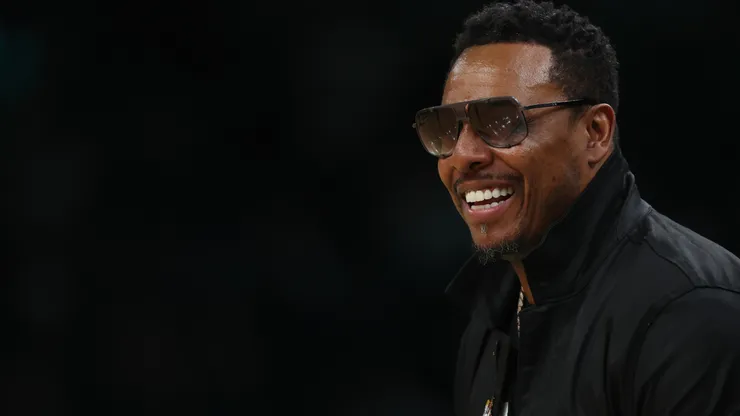 Paul Pierce looks on during the first quarter between the Boston Celtics and the Miami Heat in game five of the Eastern Conference Finals at TD Garden on May 25, 2023 in Boston, Massachusetts.