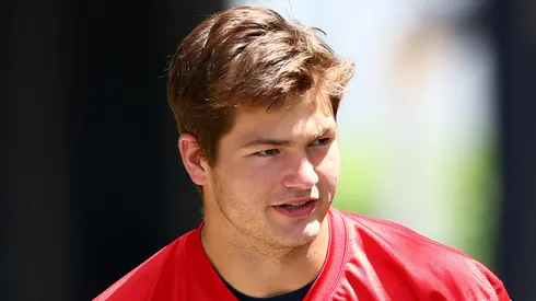 Drake Maye #10 of the New England Patriots walks to the field during the New England Patriots OTA Offseason Workout on May 29, 2024 in Foxborough, Massachusetts.