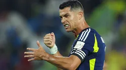 Cristiano Ronaldo of Al Nassr celebrates after scoring the 1st goal during the Saudi Super Cup Final match between Al Nassr and Al Hilal at Prince Sultan bin Abdul Aziz Stadium on August 17, 2024 in Abha, Saudi Arabia.