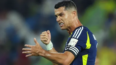 Cristiano Ronaldo of Al Nassr celebrates after scoring the 1st goal during the Saudi Super Cup Final match between Al Nassr and Al Hilal at Prince Sultan bin Abdul Aziz Stadium on August 17, 2024 in Abha, Saudi Arabia.