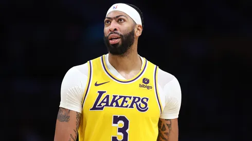 Anthony Davis #3 of the Los Angeles Lakers looks on during the second half of a game against the Charlotte Hornets