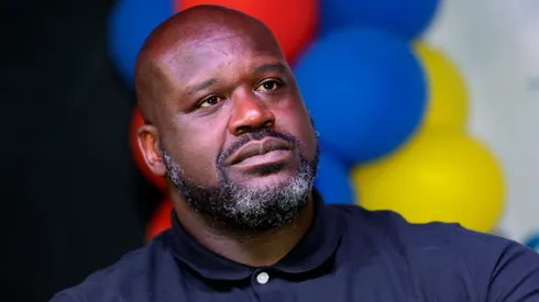 Former NBA player Shaquille O'Neal attends the unveiling of the Shaq Courts