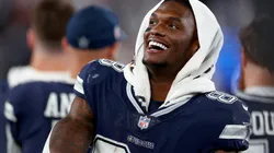 CeeDee Lamb #88 of the Dallas Cowboys celebrates after defeating the New York Giants in the game at MetLife Stadium on September 26, 2022 in East Rutherford, New Jersey.
