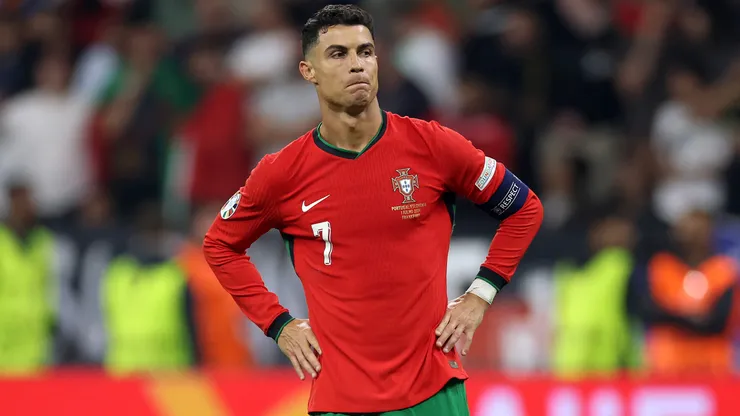 Cristiano Ronaldo of Portugal reacts during the UEFA EURO 2024 round of 16 match between Portugal and Slovenia