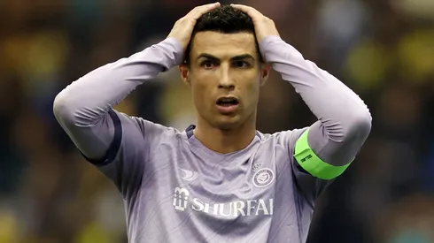 Cristiano Ronaldo of Al Nassr reacts during the Saudi Super Cup Semi-Final match between Al Ittihad and Al Nassr at King Fahd International Stadium on January 26, 2023 in Riyadh, Saudi Arabia.