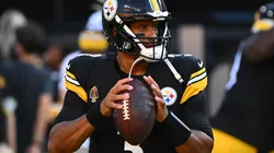 Russell Wilson #3 of the Pittsburgh Steelers warms up before the preseason game against the Houston Texans at Acrisure Stadium on August 9, 2024 in Pittsburgh, Pennsylvania.