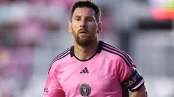 Lionel Messi #10 of Inter Miami looks on against Atlanta United during the first half of the game at Chase Stadium on May 29, 2024 in Fort Lauderdale, Florida.