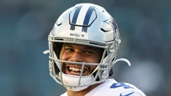 Dak Prescott #4 of the Dallas Cowboys warms up before the game against the Philadelphia Eagles at Lincoln Financial Field on December 22, 2019 in Philadelphia, Pennsylvania.