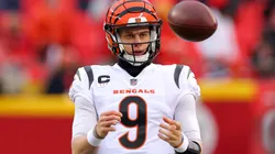 Joe Burrow #9 of the Cincinnati Bengals warms up prior to the AFC Championship Game against the Kansas City Chiefs at GEHA Field at Arrowhead Stadium on January 29, 2023 in Kansas City, Missouri.